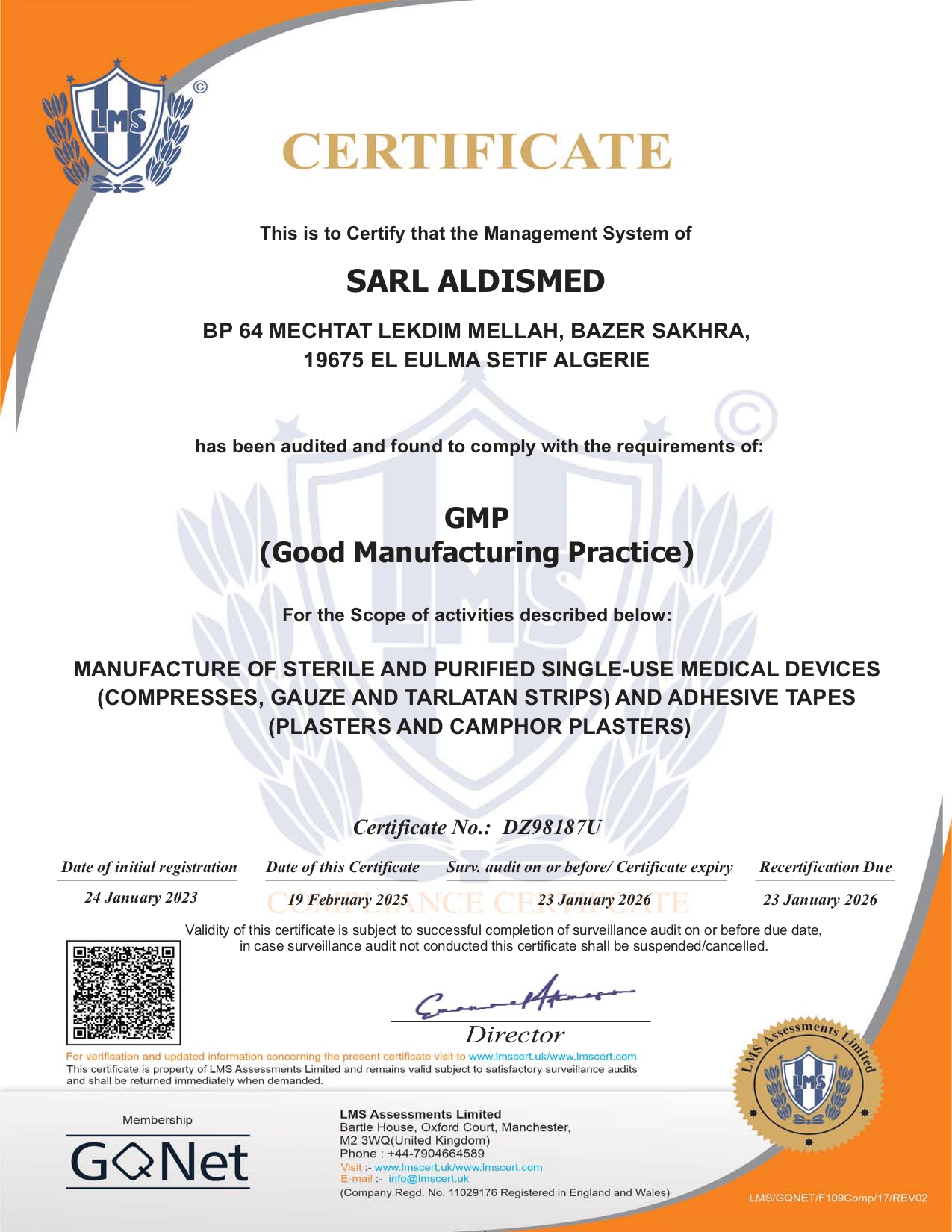 Certificate GMP